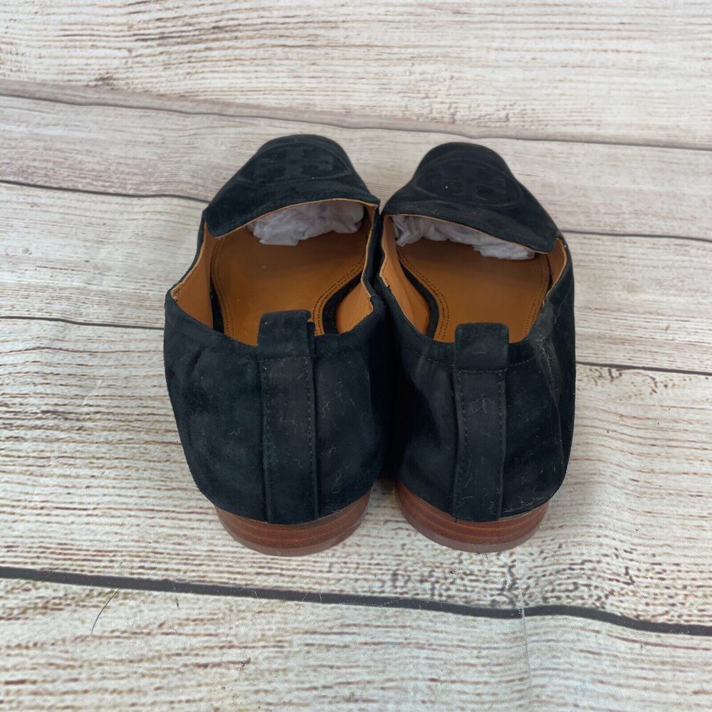 Tory Burch Leigh Womens Sz 11 Black Suede Loafers Slip On - Picture 5 of 9